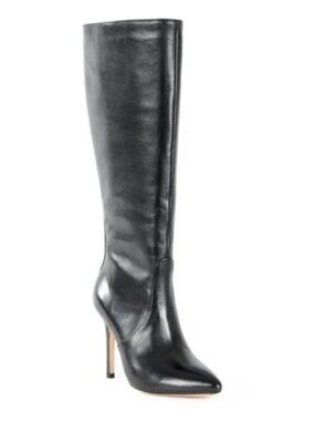 Halston Heritage Amanda Leather Heeled Boot Women's Size 8 | Black | Good